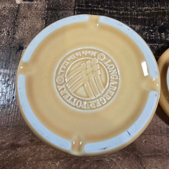 LONGABERGER Woven Traditions Pottery BUTTERNUT Yellow 1 Pint Lidded Salt Crock - Picture 2 of 6